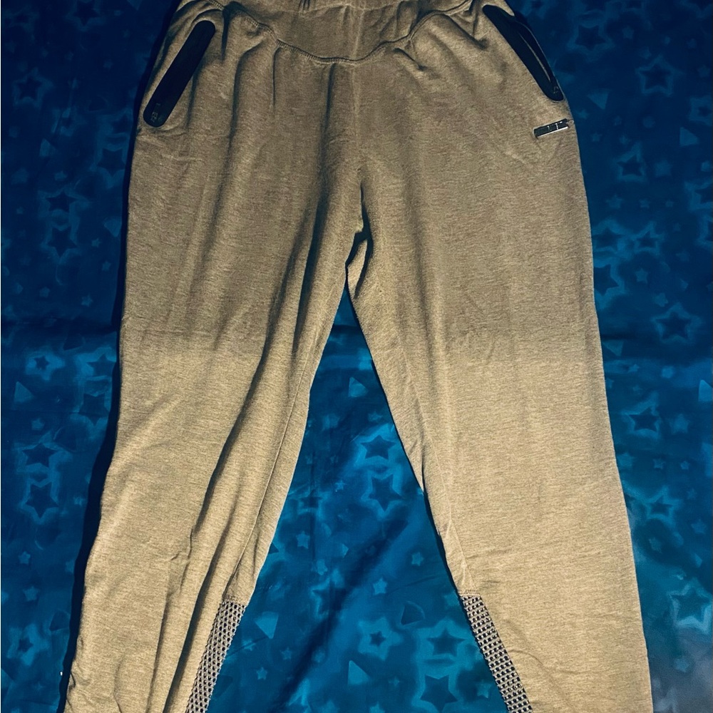 Nine West Gray Track Pants with Elastic Waistband and Tapered Legs